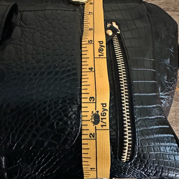 Brahim black Melbourne signature croc-embossed leather satchel. Genuine leather. - Picture 7 of 15